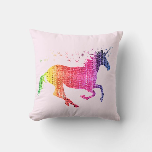 Rainbow Pink Unicorn Cushion (Front)
