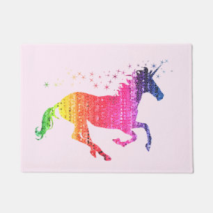 Rainbow Pink Unicorn Doormat