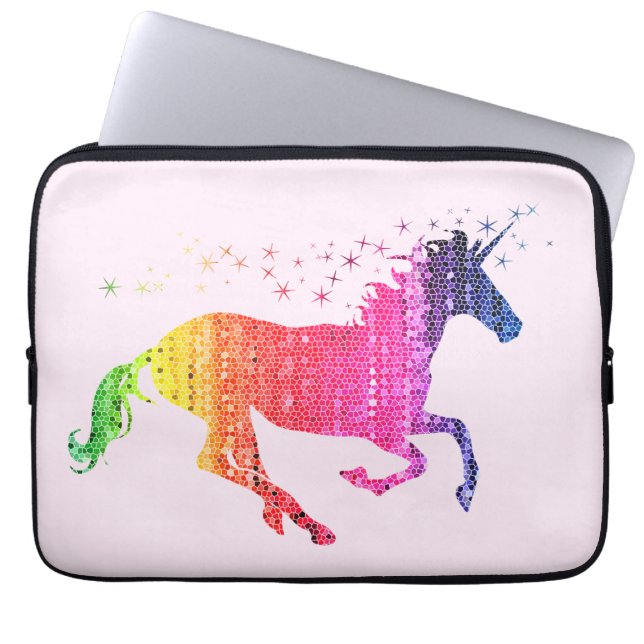 Rainbow Pink Unicorn Laptop Sleeve (Front)