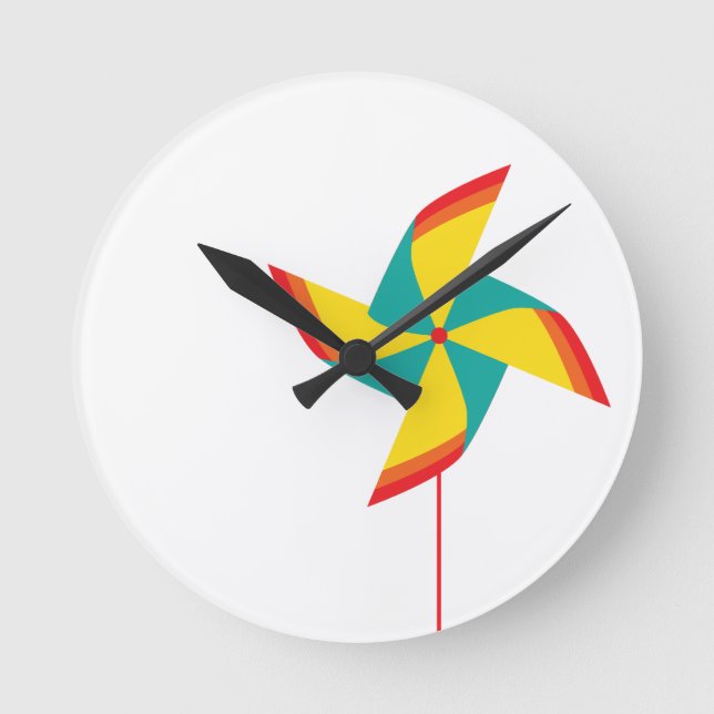 rainbow pinwheel round clock (Front)