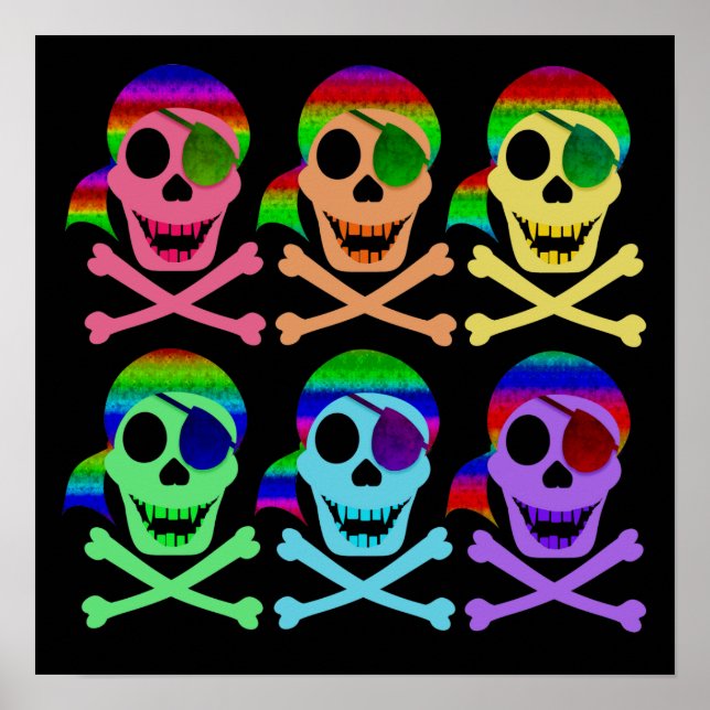 Rainbow Pirate Skulls Poster (Front)