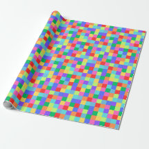 Rainbow Pixel Colourful Bright Gift Wrap