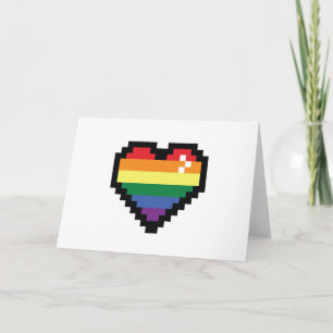Rainbow Pixel Heart Card