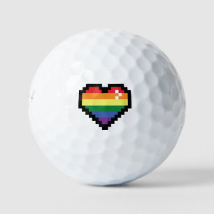 Rainbow Pixel Heart Golf Balls