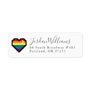 Rainbow Pixel Heart Return Address Label