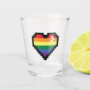 Rainbow Pixel Heart Shot Glass