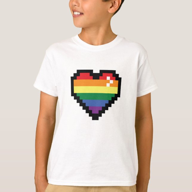 Rainbow Pixel Heart T-Shirt (Front)