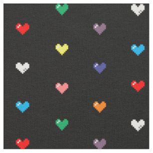 Rainbow Pixel Hearts by Sagan and Loki Fabric