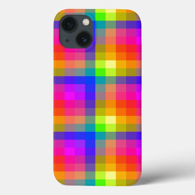 Rainbow Plaid Blocks Pride Bright and Fun Case-Mate iPhone Case (Back)