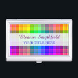 Rainbow Plaid Custom Business Card Holder<br><div class="desc">This rainbow plaid pattern business card case is bright and colourful,  with a light texture effect. It's a vivid,  vibrant chequered pattern that looks pretty as a background for your name and career title.</div>