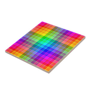 Rainbow Plaid Custom Ceramic Tile