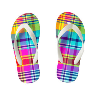 RAINBOW PLAID KID'S THONGS