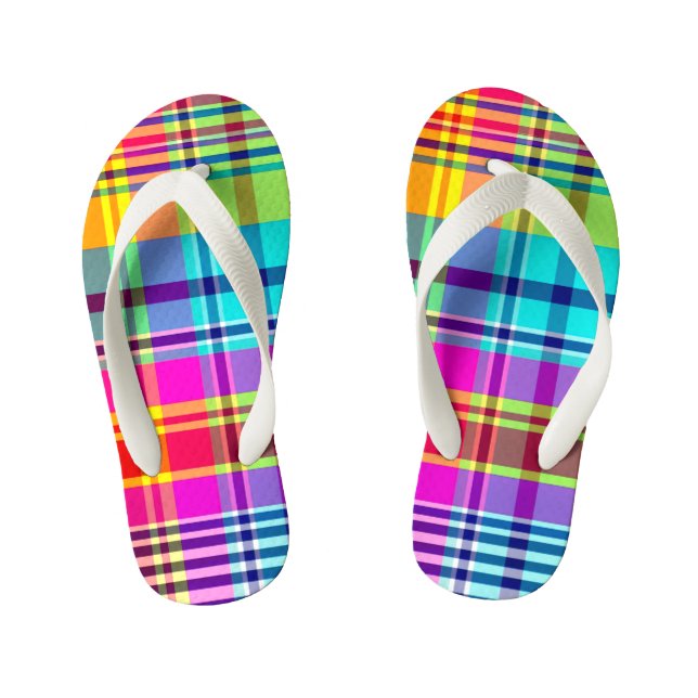 RAINBOW PLAID KID'S THONGS (Footbed)