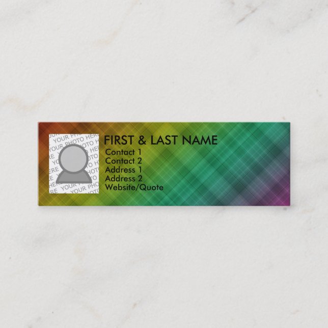 rainbow plaid mini business card (Front)