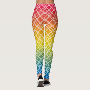 Rainbow plaid, rainbow, multicolored leggings