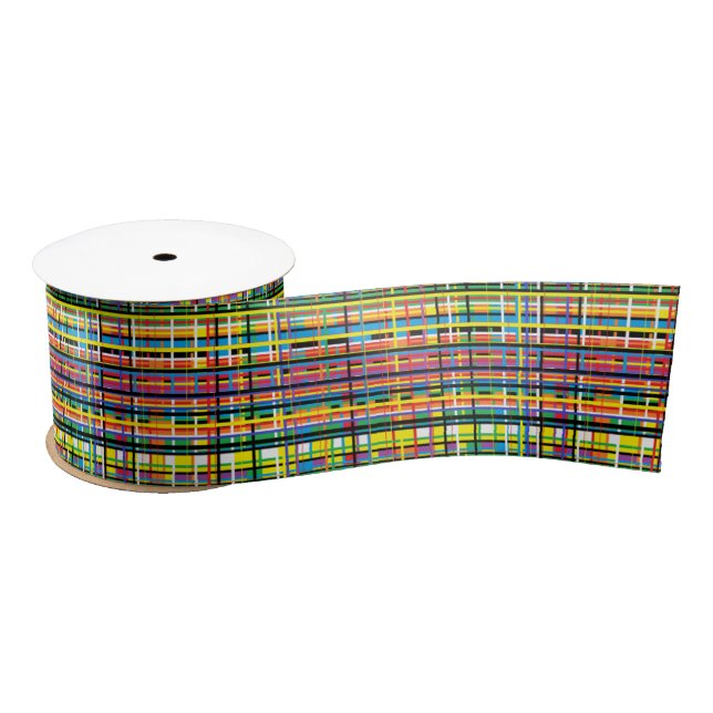 rainbow plaid ribbon satin ribbon (Spool)
