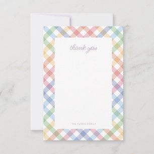 Rainbow plaid simple colourful cute baby shower thank you card