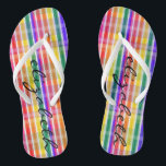 Rainbow Plaid Thongs<br><div class="desc">Say yes to colour this summer with these fab plaid rainbow pattern flip flops! Your name is personalised on these adorable,  comfortable colourful flip flops.</div>