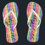 Rainbow Plaid Thongs<br><div class="desc">Say yes to colour this summer with these fab plaid rainbow pattern flip flops! Your name is personalised on these adorable,  comfortable colourful flip flops.</div>