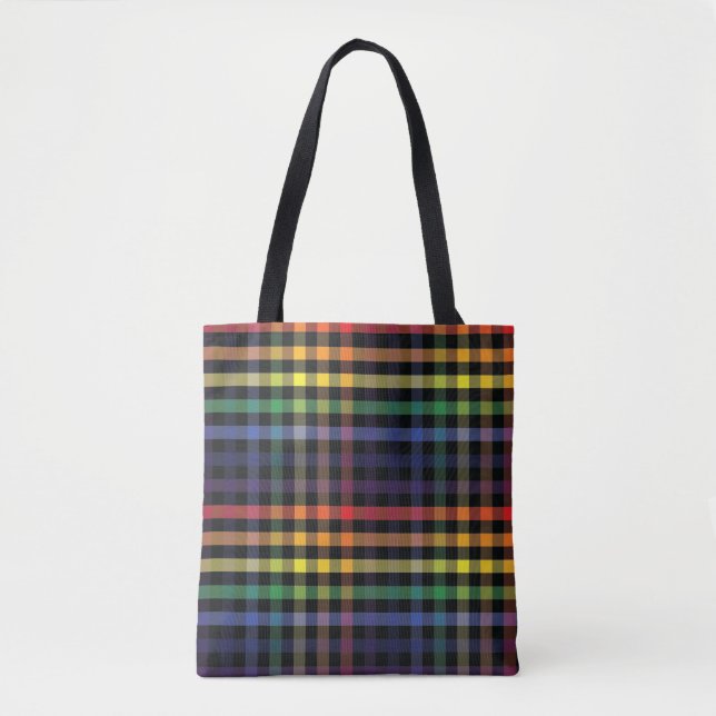 Rainbow Plaid Tote Bag (Front)