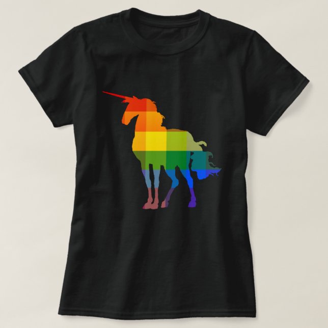 Rainbow Plaid Unicorn LGBTQ+ Pride T-Shirt (Design Front)