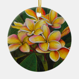 Rainbow Plumeria Ceramic Ornament