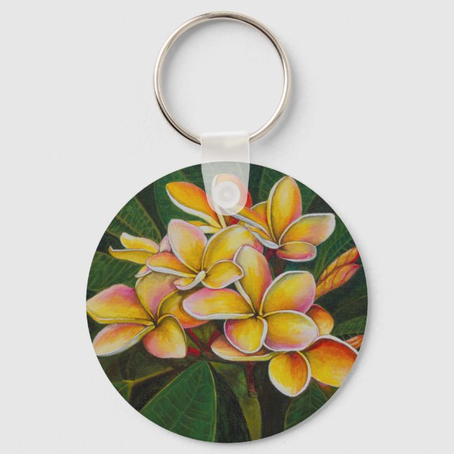 Rainbow Plumeria Key Ring (Front)