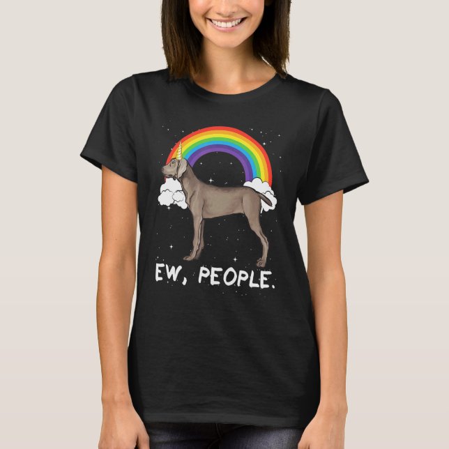 Rainbow Pointer Ew People Unicorn Dog T-Shirt (Front)