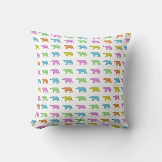 Rainbow Polar Bear Pattern  Cushion (Front)