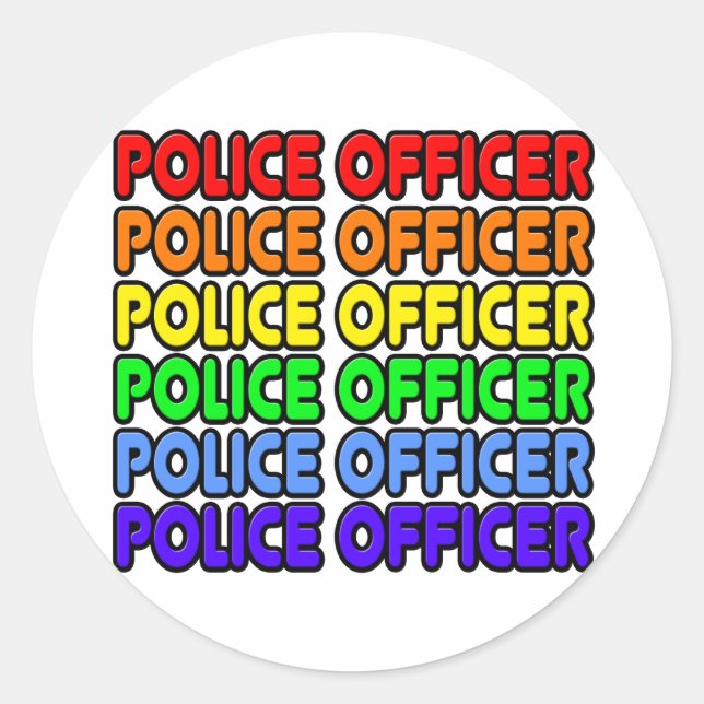 Rainbow Police Officer Classic Round Sticker (Front)