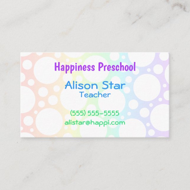 Rainbow Polka Dot Business Cards (Front)