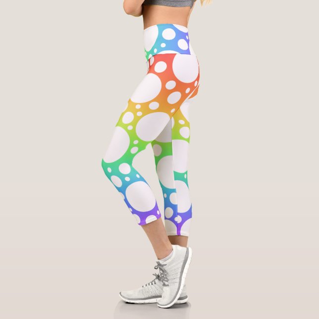 Rainbow Polka Dot Capri Leggings (Left)