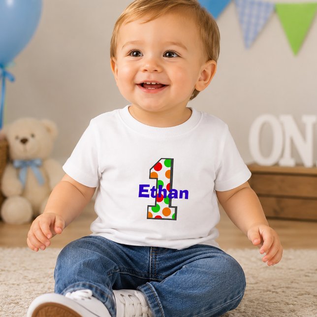Rainbow Polka Dot First Birthday Shirt (Rainbow Polka Dot First Birthday Shirt )