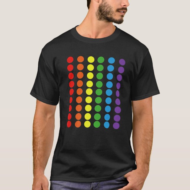 Rainbow Polka Dot Gay Pride Colours LGBTQ Ally T-Shirt (Front)