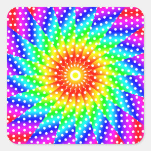 Rainbow Polka Dot Kaleidoscope Mandala Square Sticker
