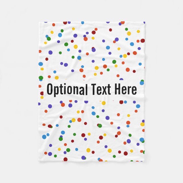 Rainbow Polka Dot Pattern White Fleece Blanket (Front)