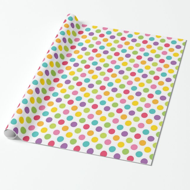 Rainbow Polka Dot Wrapping Paper (Unrolled)
