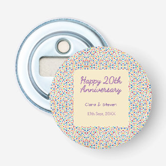 rainbow polka dots 20th anniversary purple orange  bottle opener