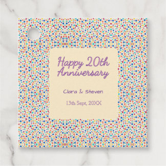 rainbow polka dots 20th anniversary purple orange  favour tags