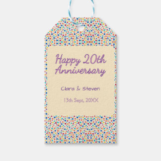 rainbow polka dots 20th anniversary purple orange  gift tags