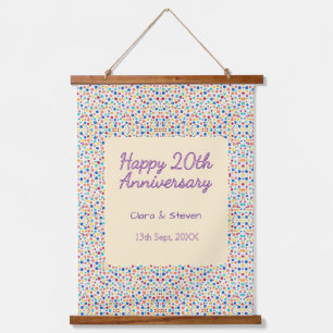 rainbow polka dots 20th anniversary purple orange hanging tapestry