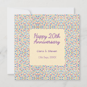 rainbow polka dots 20th anniversary purple orange holiday card