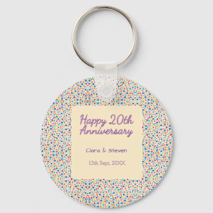 rainbow polka dots 20th anniversary purple orange key ring