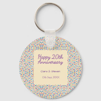 rainbow polka dots 20th anniversary purple orange  key ring
