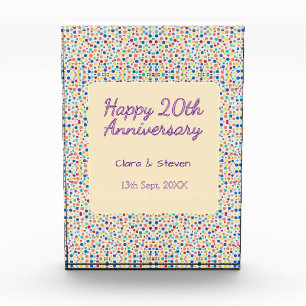 rainbow polka dots 20th anniversary purple orange photo block
