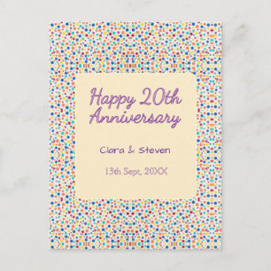 rainbow polka dots 20th anniversary purple orange postcard
