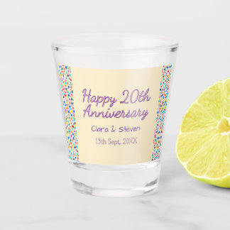 rainbow polka dots 20th anniversary purple orange  shot glass