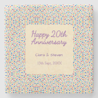 rainbow polka dots 20th anniversary purple orange  stone coaster