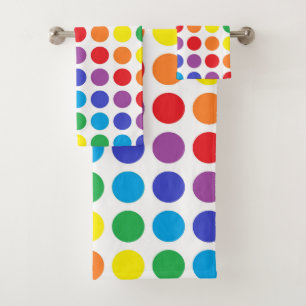 Rainbow Polka Dots Bath Towel Set