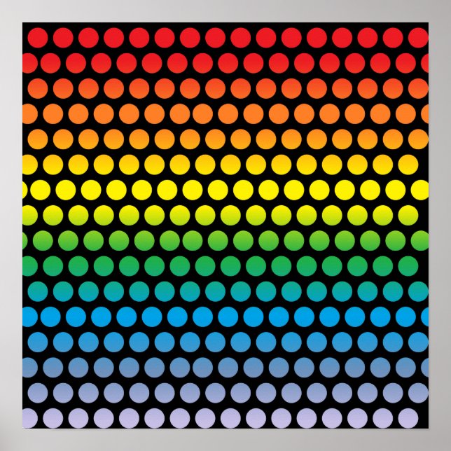 Rainbow Polka Dots Black Poster (Front)